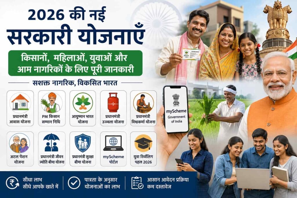2026 की नई सरकारी योजनाएँ – किसानों, महिलाओं, युवाओं और आम नागरिकों के लिए महत्वपूर्ण योजनाएँ