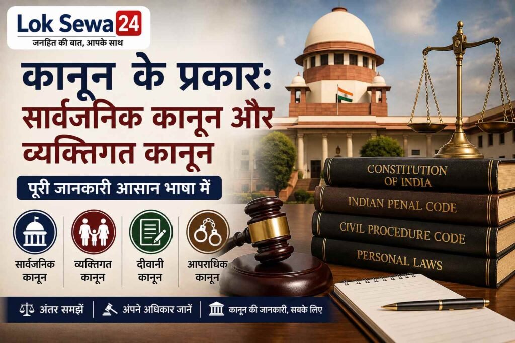 कानून के प्रकार सार्वजनिक कानून और व्यक्तिगत कानून