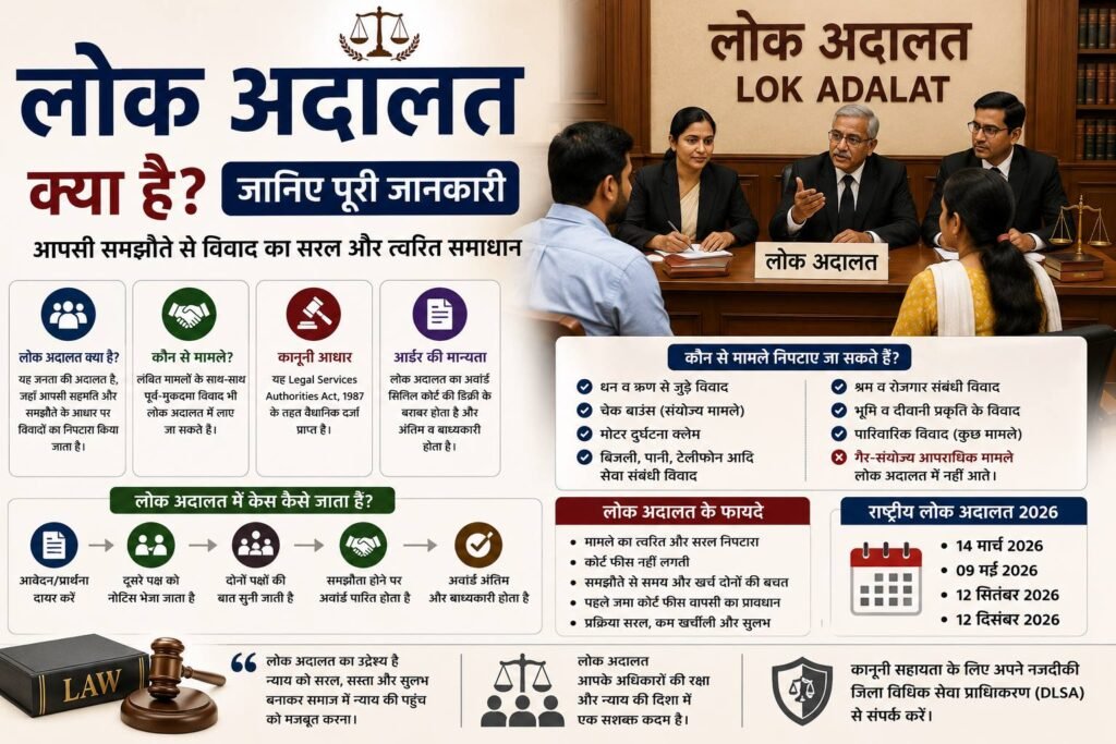 लोक अदालत में केस निपटाने और समझौते की जानकारी
