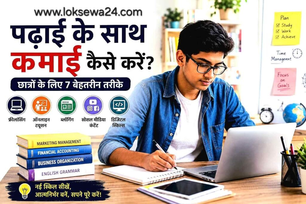 लैपटॉप पर पढ़ाई और ऑनलाइन काम करता भारतीय छात्र